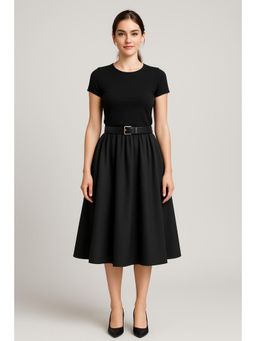 Cider - High Waist Solid Belted Maxi Skirt