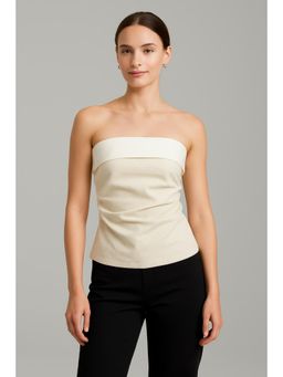 Cider - Linen-Blend Solid Ruched Tube Top