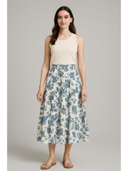 Cider - High Rise Floral Ruffle Maxi Skirt