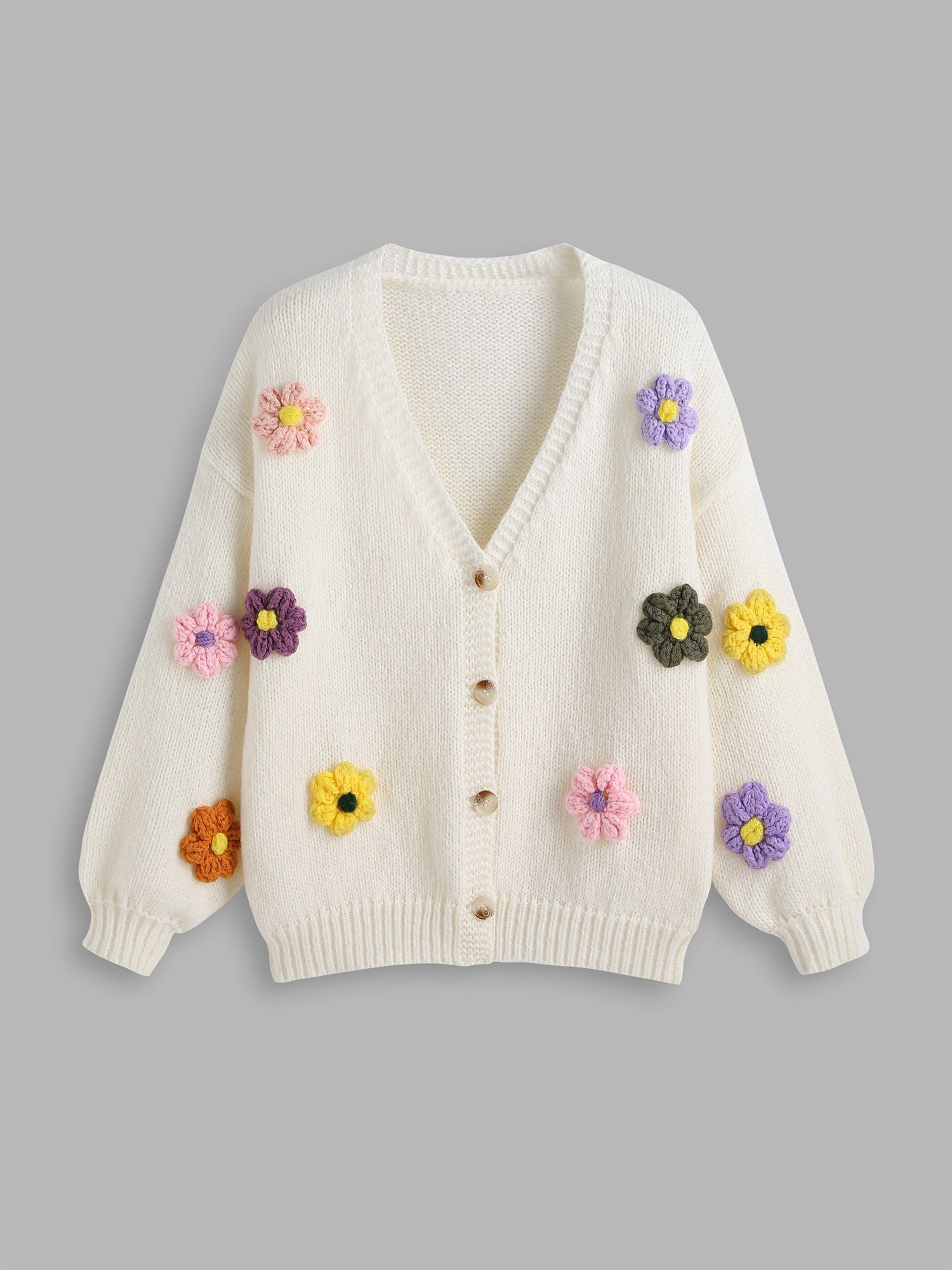 JNBY　V-neck Curved 3D Cardigan Sweater / JNBY Floral Pattern V-neck Cardigan – JNBYPLUS