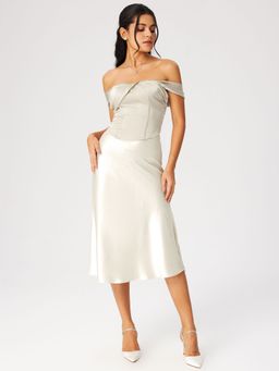 Cider - Satin Off Shoulder Corset Top