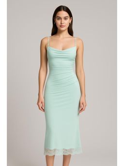 Cider - Cowl Neck Ruched Backless Maxi Dress