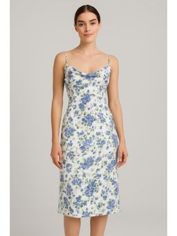 Cider - Cowl Neck Floral Split Midi Dress