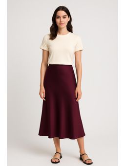 Cider - Satin Solid Ruffle Long Skirt