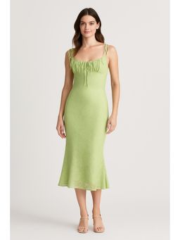 Cider - Lace Floral Knotted Midi Dress