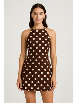 Cider - Boat Neck Polka Dot Mini Dress