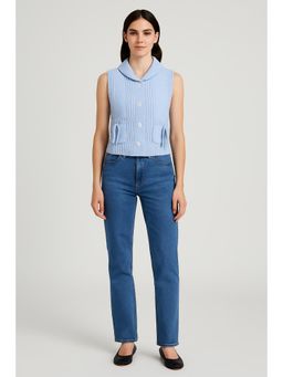 Cider - Cotton-blend Collar Solid Pocket Knotted Vest