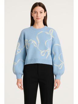 Cider - Knitted Bowknot Graphic Oversized Sweater
