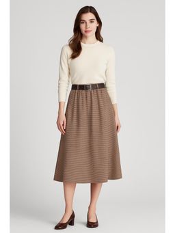 Cider - High Rise Houndstooth Pocket Maxi Skirt With Belt