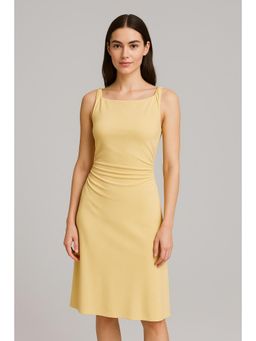 Cider - Boat Neck Twist Ruched Midi Dress