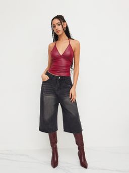 Cider - Halter Neckline Ruched Top