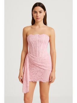 Cider - Lace Tube Tie Back Mini Dress