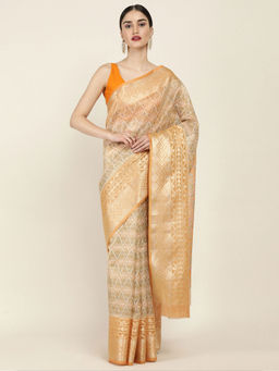 Soch - Woven Design Silk Blend Saree with Unstitched Blouse