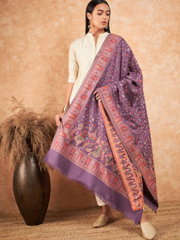 HK colours of fashion - Floral Woven Design Shawl