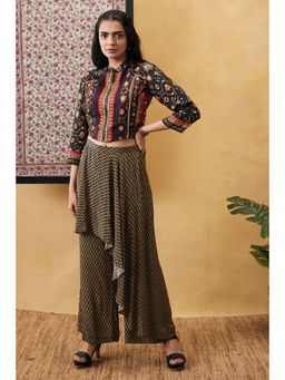 Soup by Sougat Paul - Zahra Embroidered Top With Drape Pants (Set of 2)