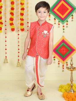 Jeetethnics - Boys Orange Kurta with Dhoti Pants (Set of 2)