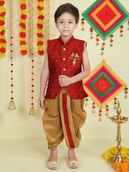 Jeetethnics - Boys Maroon Kurta with Dhoti Pants (Set of 2)