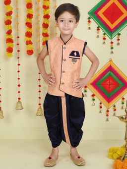 Jeetethnics - Boys Peach Kurta with Dhoti Pants (Set of 2)
