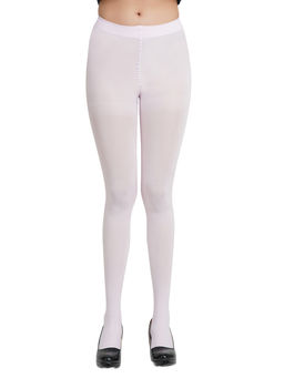 NEXT2SKIN - N2S Women's Nylon Opaque Pantyhose Stockings Super Stretch Waistband White (Free Size)