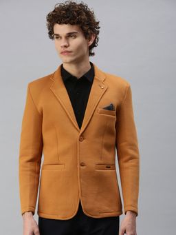 SHOWOFF - Mens Mustard Solid Single Breasted Blazer
