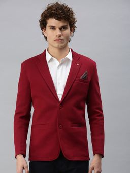 SHOWOFF - Men Solid Red Single Breasted Blazer