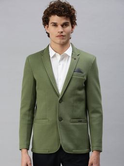 SHOWOFF - Men Solid Green Single Breasted Blazer