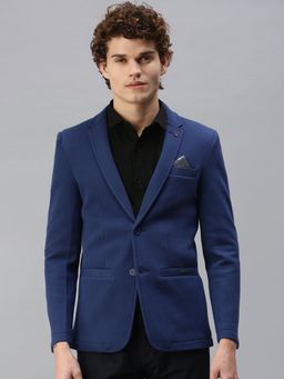 SHOWOFF - Men Solid Blue Single Breasted Blazer