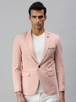 SHOWOFF - Men Solid Pink Single Breasted Blazer