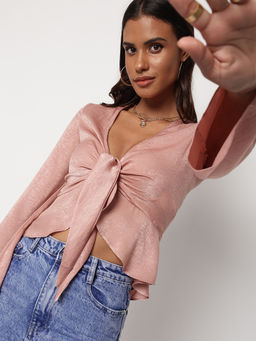 Missguided - Flute Sleeve Peplum Blouse