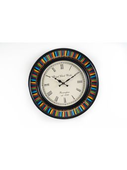 Vedas - C-Falguni Multicolour Wooden Wall Clock With Dial (Multicolour, 18 Inch)