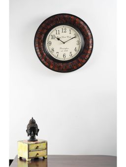 Vedas - C-Pahal Heritage Wooden Polished Wall Clock With Dial (Black, 12 Inch)