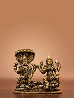DecorTwist - Brass Handcrafted Narayana Vishnu Laxmi Idol Statue