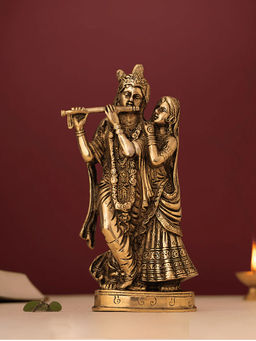 DecorTwist - Radha Krishna Gold Handcrafted Brass Statue