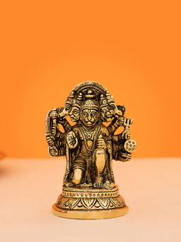 DecorTwist - Brass Handcrafted Sitting Panchmukhi Hanuman Idol