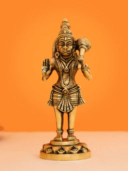 DecorTwist - Brass Handcrafted Standing Hanuman Idol