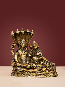 DecorTwist - Brass Vishnu Lakshmi on Sheshnag Idol Statue