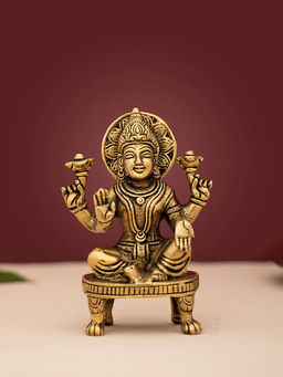 DecorTwist - Brass Handcrafted Goddess Lakshmi Idol Statue