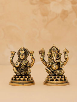 DecorTwist - Ganesh & Lakshmi Set in Brass