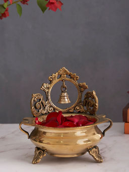 DecorTwist - Premium Decorative Brass Urli Bowl with Bell