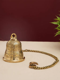 DecorTwist - Brass Hanging Bell in Black Antique Finish