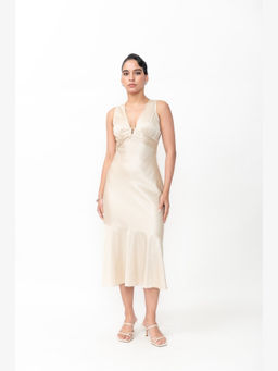 Contemponari - The Vow Beige Midi Dress