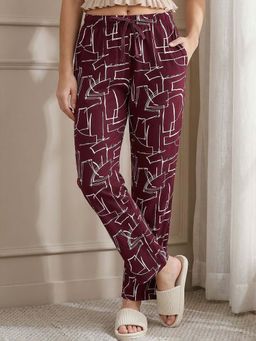 Bewakoof - Women's Maroon All Over Printed Pyjamas