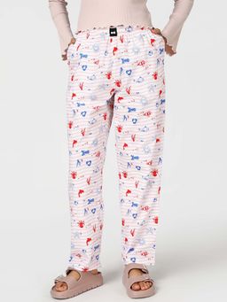 Bewakoof - Women's White All Over Printed Pyjamas