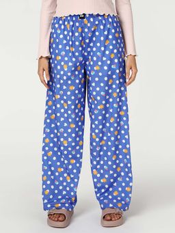 Bewakoof - Women's Blue and White All Over Printed Wide Leg Pyjamas