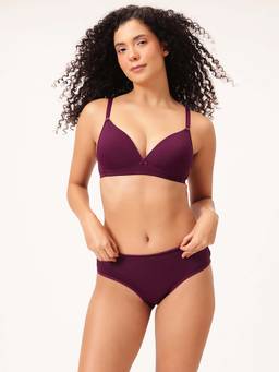 Clovia - Padded Non-Wired Demi Cup Multiway Plunge Bra and Panty