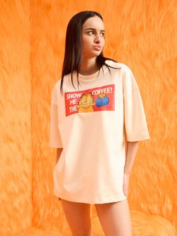 Sweet Dreams - Womens Oversized Garfield Graphic T-Shirt
