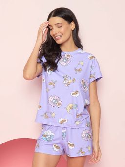 Sweet Dreams - Womens Adorable Celestial Cat T-Shirt with Shorts