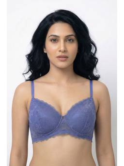 Zivame - Flower of MidnightNon Wired 3/4th Coverage Lace Bra - Bleached Denim