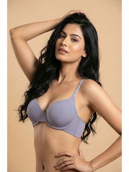 Zivame - Padded Plunge Wired Medium Coverage T-Shirt Bra - Silver Bullet
