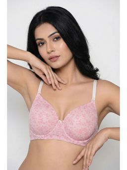 Zivame - Padded Regular Wired 3/4th Coverage T-Shirt Bra - Pink Lace Pattern